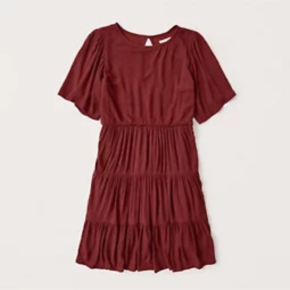 Abercrombie Tiered Trapeze Mini Dress in Red Dot